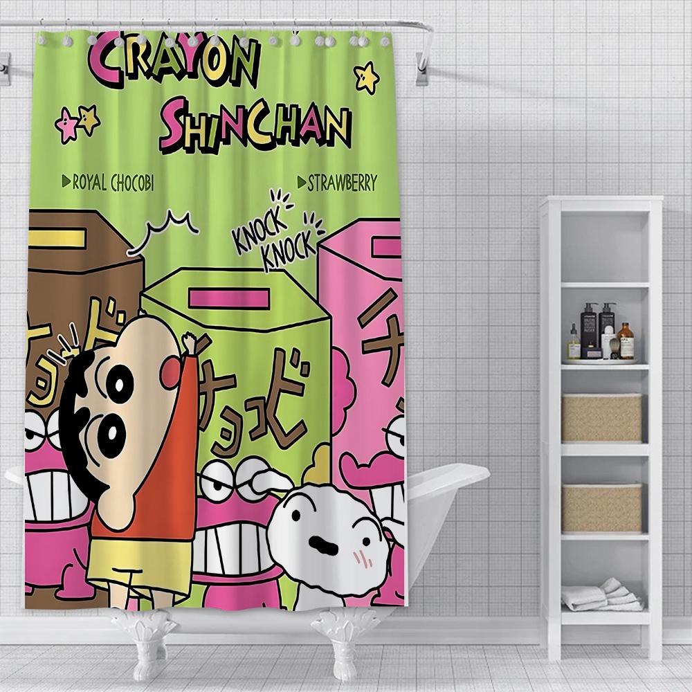 Shower Crayons Shinchans Curtain Waterproof Polyester Fabric Paint Colorful Bath Curtains Home Bathroom Decor Curtain With Hook