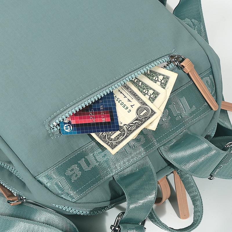 Women's Nylon Backpack with Multiple Zipper Pockets Large Capacity School Bag for Students Daily