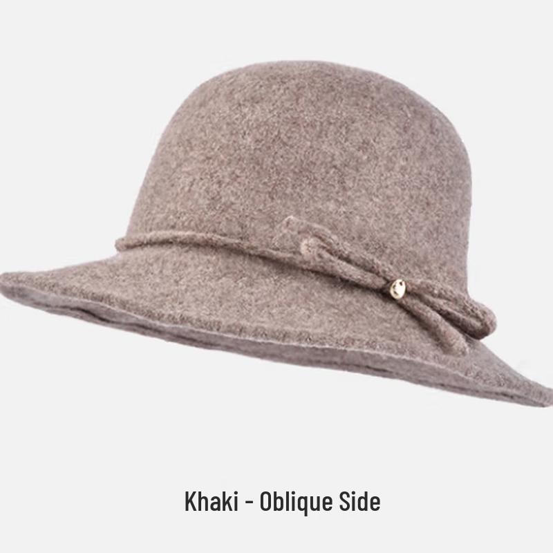 Cameng Women's Bowknot Wide-Brim Wool Felt Hat
