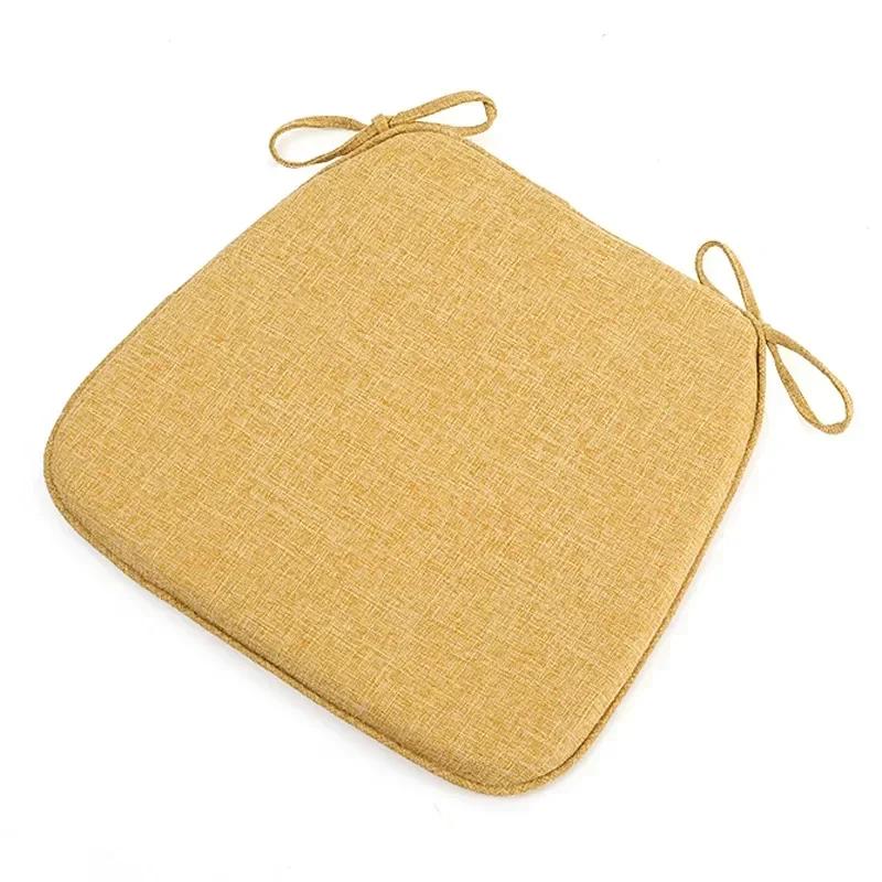 Modern Style Solid Color Cotton Linen Chair Cushion with Ties for Dining Chairs Kitchen Dining Chair Pad Cojines Decorativos