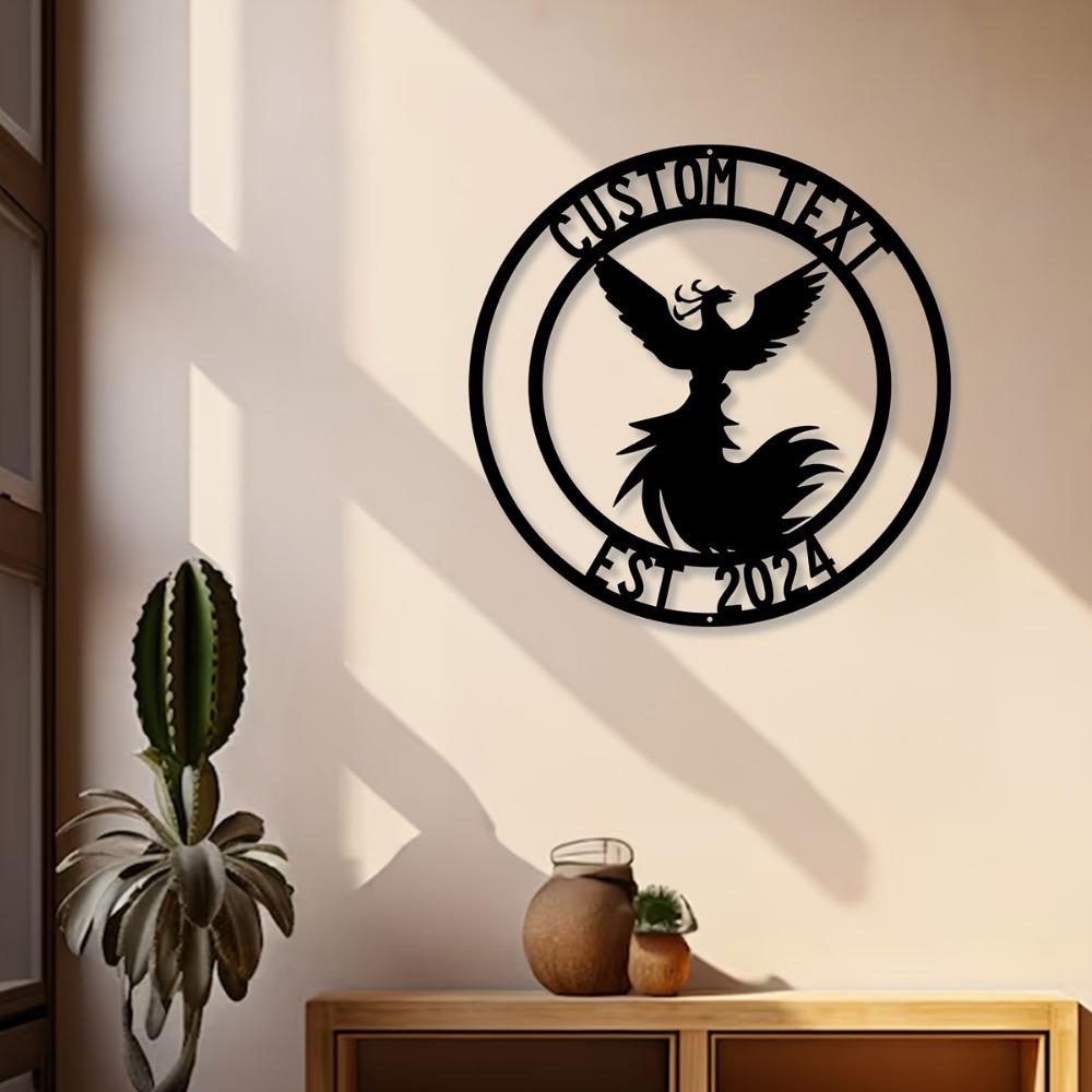 Personalized Metal Phoenix Wall Art Custom Family Name Sign Home Decor