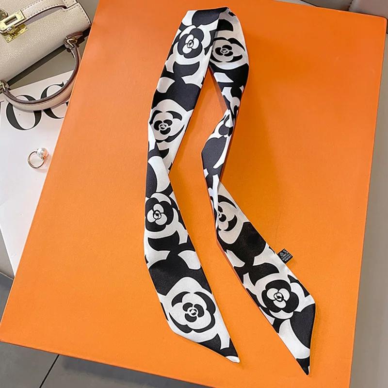 Módní tenký hedvábný šátek pro ženy Módní stuhy do vlasů Čelenky Bandana Dámská taška Zavinovačka na zápěstí Nákrčník Vázanky na krk