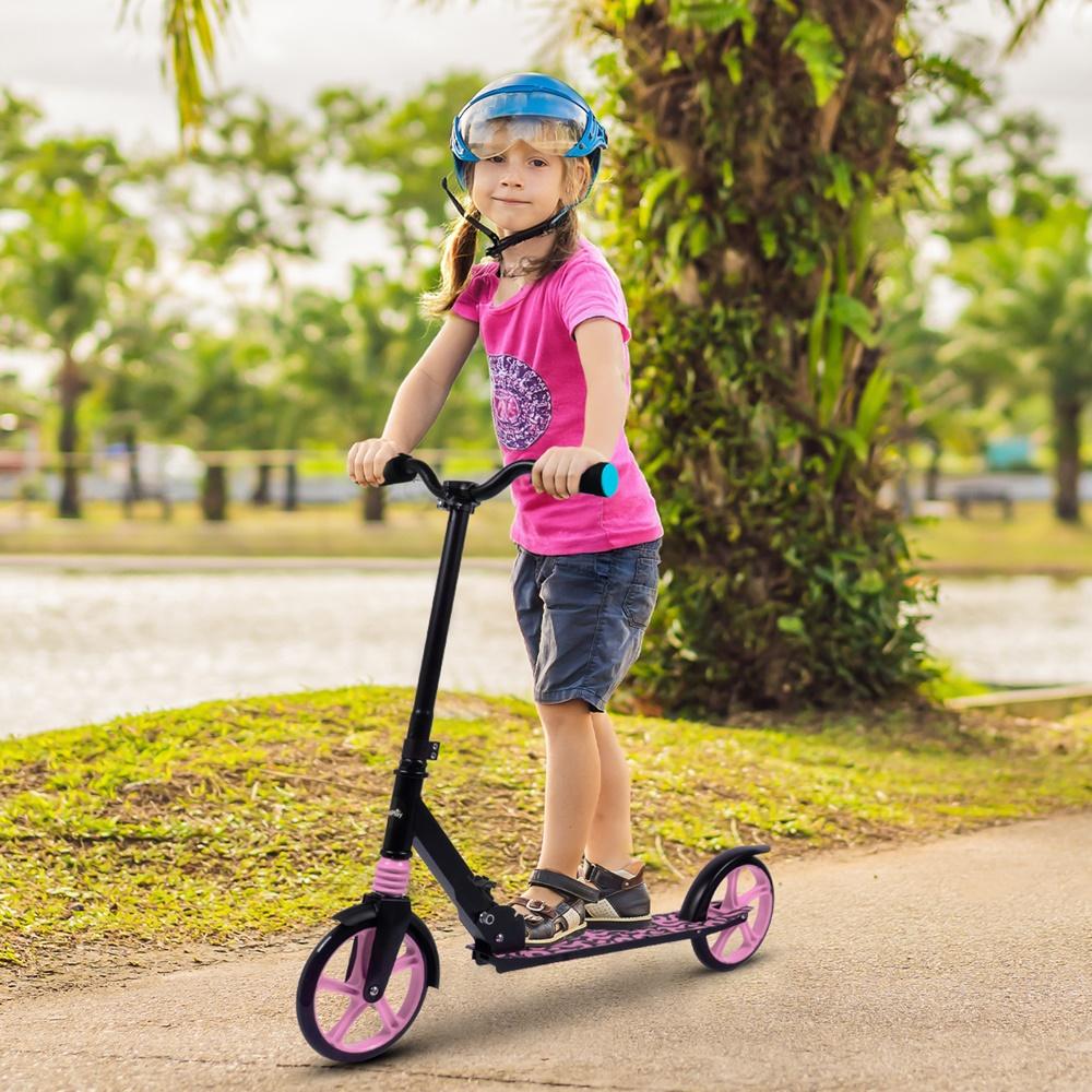 Black Pink Foldable City Scooter With Shock Absorber