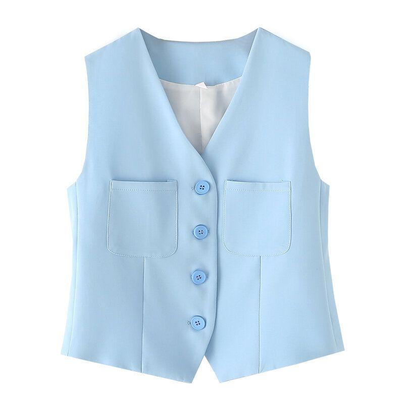 Fashion Style 2024 Summer New Arrival Women's Clothing Temperament Wild Slim Looking Sleeveless Vest High Waist Pants Suit