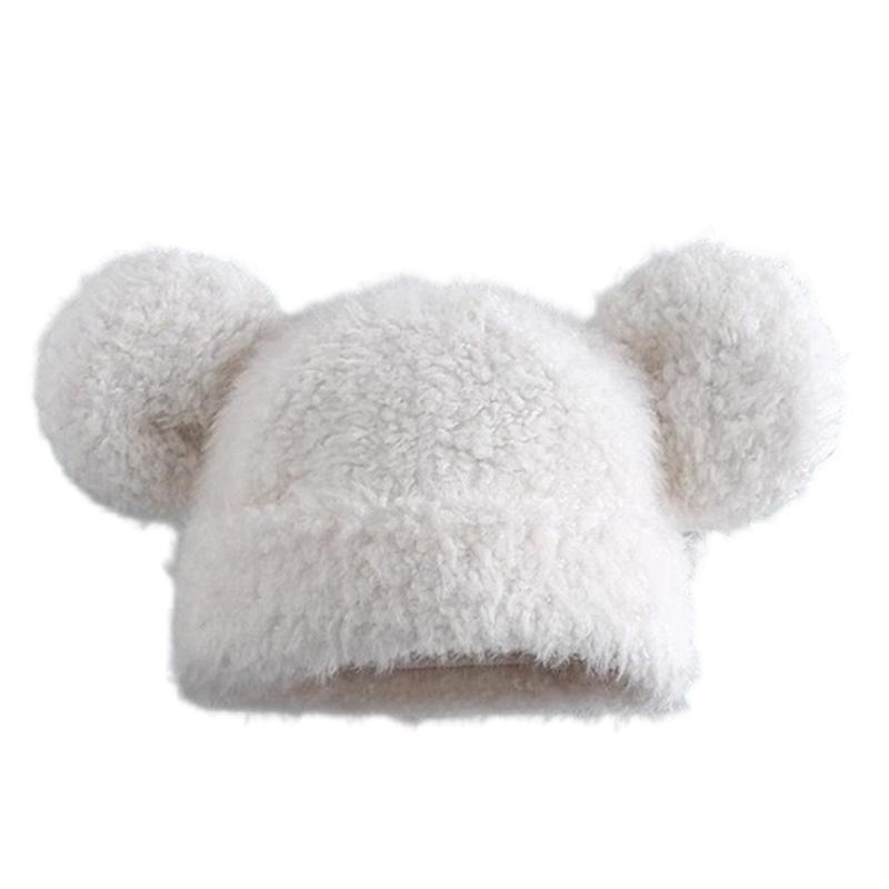 Furry Cartoon Bear Hat with Lovely Ear for Outdoor Sports Furry Hat with Ear Oversized Headgear Hat for Winter