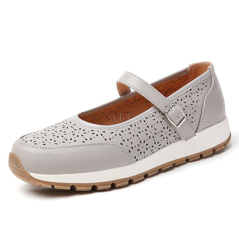 Soft Genuine Leather Hollow Out Platform Sneakers Women Breathable Sports Shoes Woman Comfort Non Slip Walking Flats Mujer