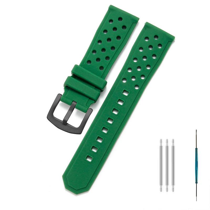 22mm Watch Strap For TAG Heuer F1 Monaco Carrera Formula 1 Watchband Air Vent Hole Wristband Rubber Silicone Bracelet Accessory