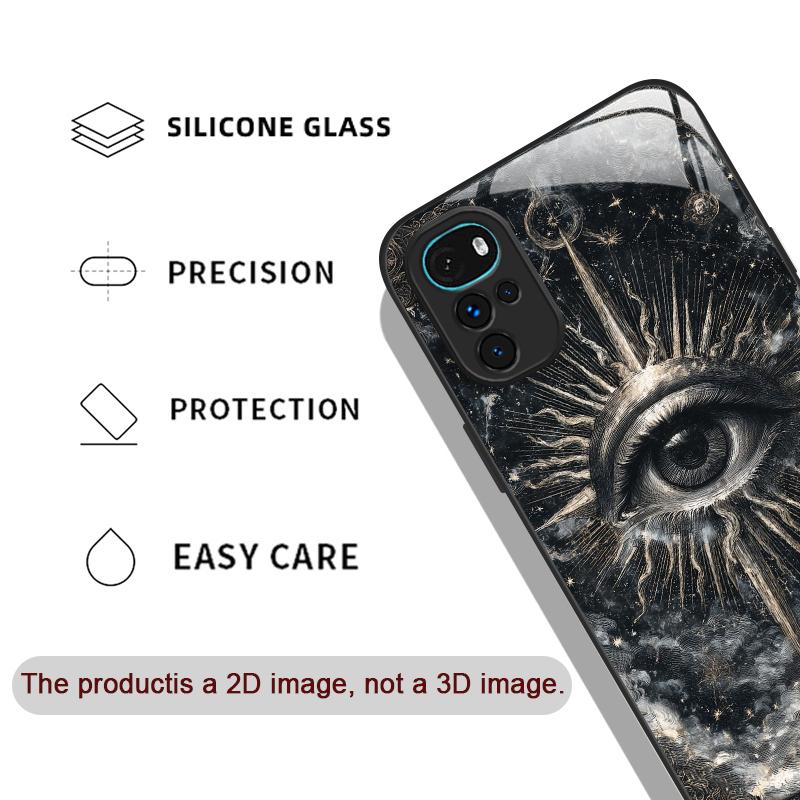 Retro Devil Eye Mysterious Totem Tempered Glass Phone Case for Motorola Moto G85 G84 G75 Edge 50 Fusion 40 Neo 30 Pro Hard Cover