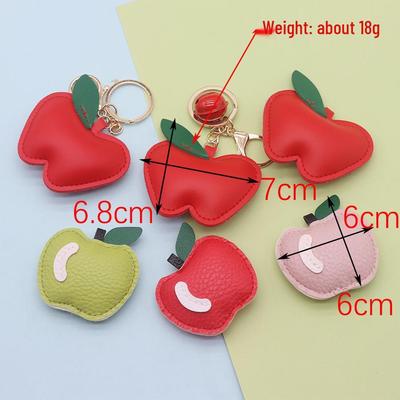 Personalized Cute Apple-Shaped PU Leather Bag Charm Keychain