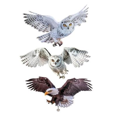 Bird Scare Owl Decors with Mirror Like Strips and Bells for Garage and Roof Defense