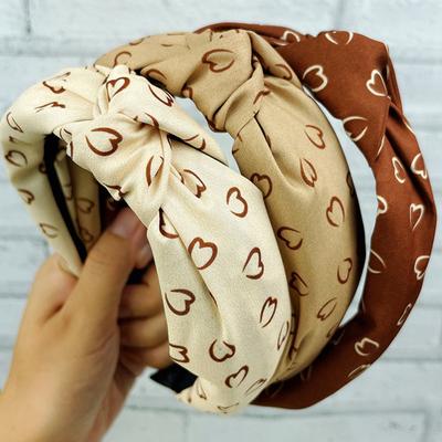 Fascia per capelli da donna con stampa a cuore, nodo, fascia larga, motivo leopardato, elastica, antiscivolo, retrò, leggera, decorazione per capelli, cerchietto per capelli da donna, accessorio per capelli