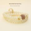Natural White & Creamy Yellow Jade Bodhi Root Double-Strand Bracelet - New Chinese Design for Women