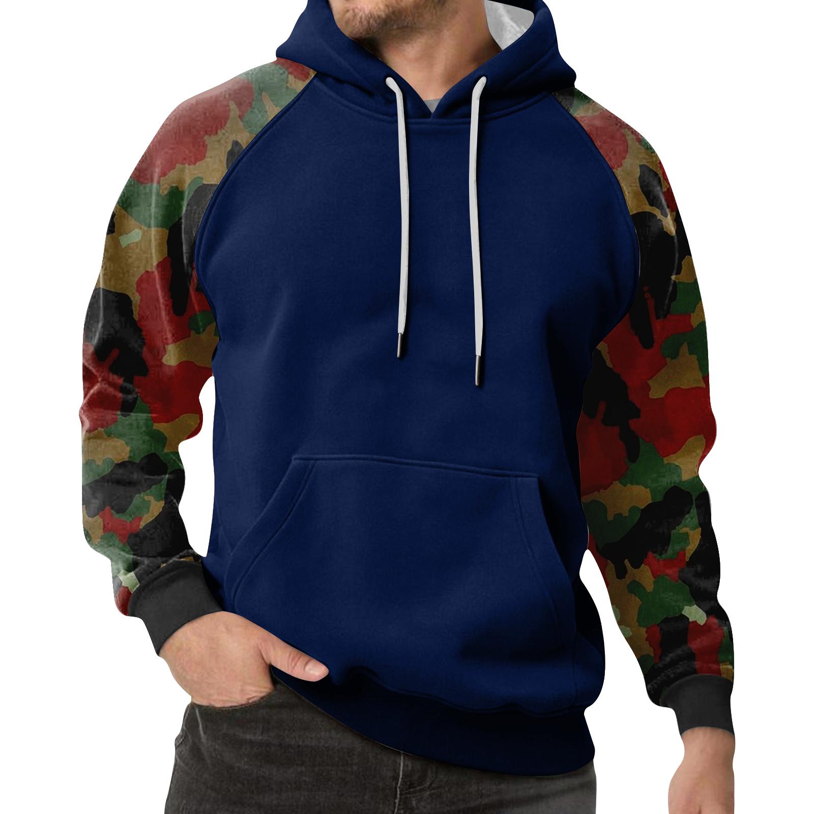 

Мужская камуфляжная толстовка с капюшоном, мужская спортивная большого размера, повседневная толстовка M