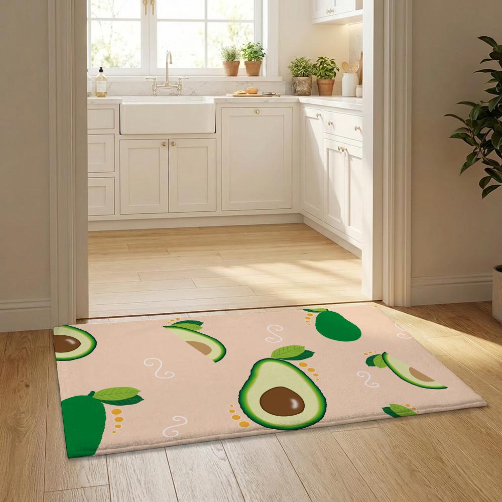 Avocado Pattern Floor Mat Flannel Door Mat Non-Slip Bedroom Living Room Home Decor 40x60cm