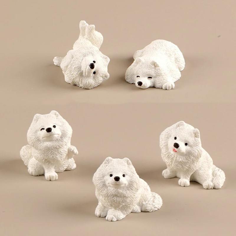 

5Pcs Miniature Puppy Fairy Garden Decoration Kawaii Resin Cartoon Animal White Dog Diy Home Decor Dollhouse Accessories A2