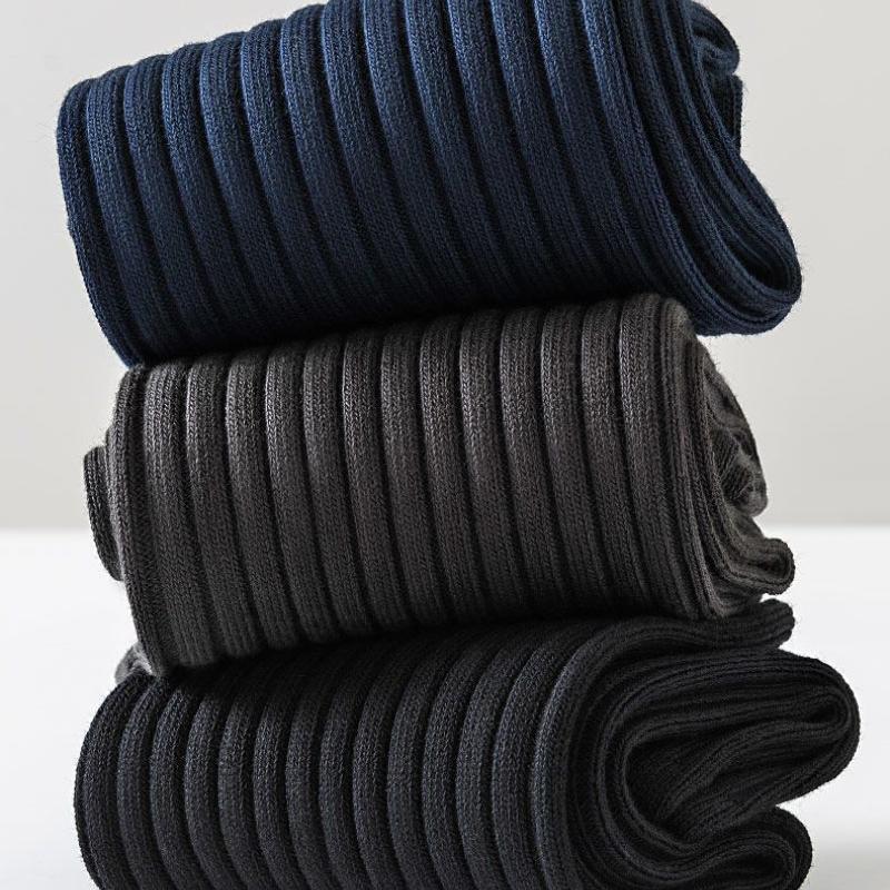 36-46 Plus høykvalitets bomullssokker for menn, middels vertikal stripe, pustende sportssokker