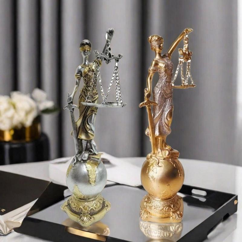 Justice Goddess Sculpture Resins Blind Law Lady Figurine with Scale Ornament for Bookshelves and Law Office Decors Gift