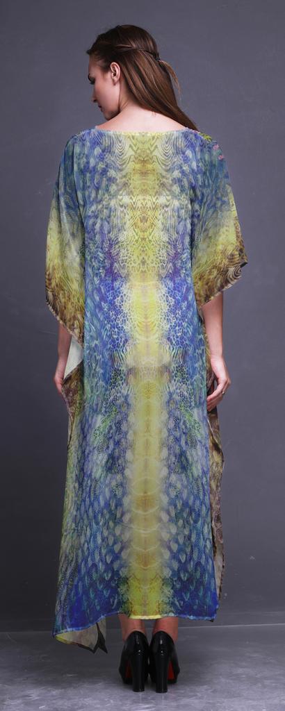 Phagun Leopard Animal Skin Womens Long Beach Kaftan Beachwear Bikini Coverup Maxi