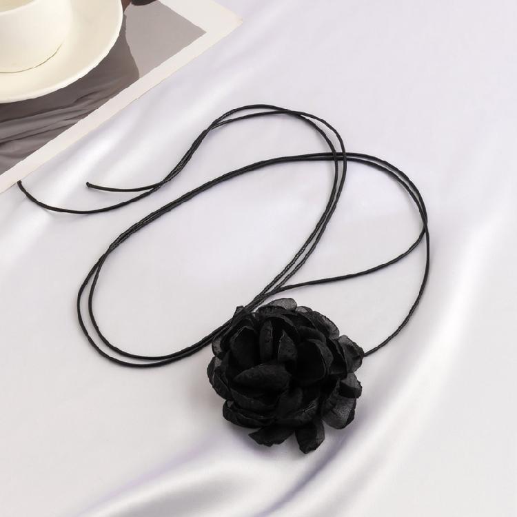 Fashion Trend Mesh Flower Rose Collarbone Chain Temperament Simple Necklace