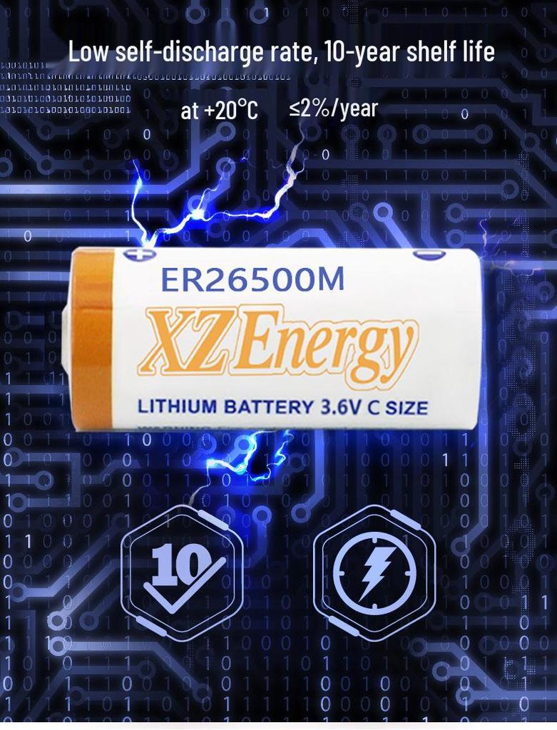 In-Stock ER26500M Disposable 3.6V Lithium Thionyl Chloride Battery, 6500mAh Instrument Power.
