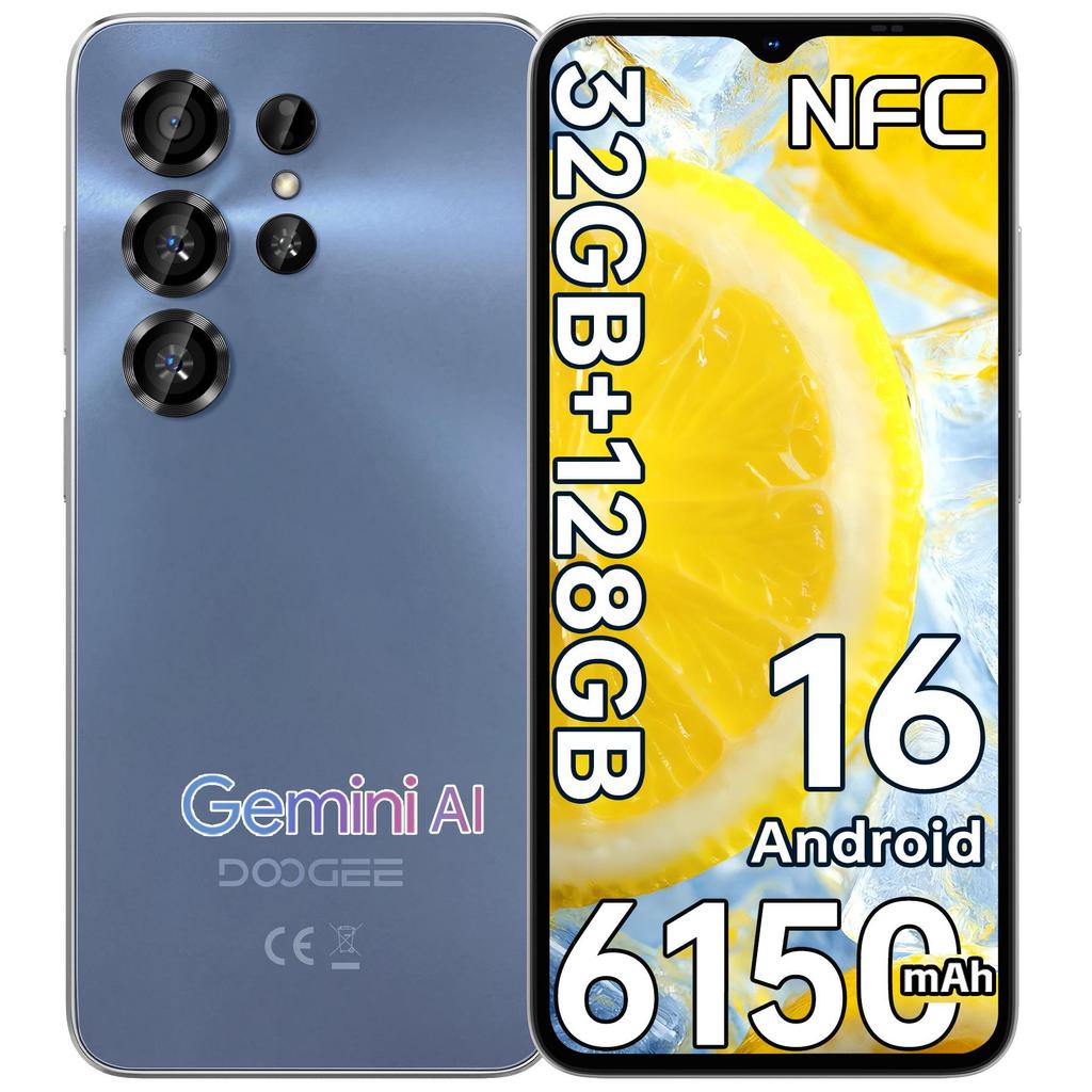 DOOGEE NOTE56XPRO Android 16 Smartphone, 32GB RAM+128GB ROM/2TB Smartphone, 6150mAh Smartphone 8.45mm Slim, 6.56" HD+ Display, 13MP+8MP, NFC/Gemini AI