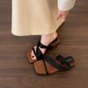Niche slope heel sandals open-toed sandals women's shoes summer wear square head high-heeled slippers design sense beach Roman shoes
