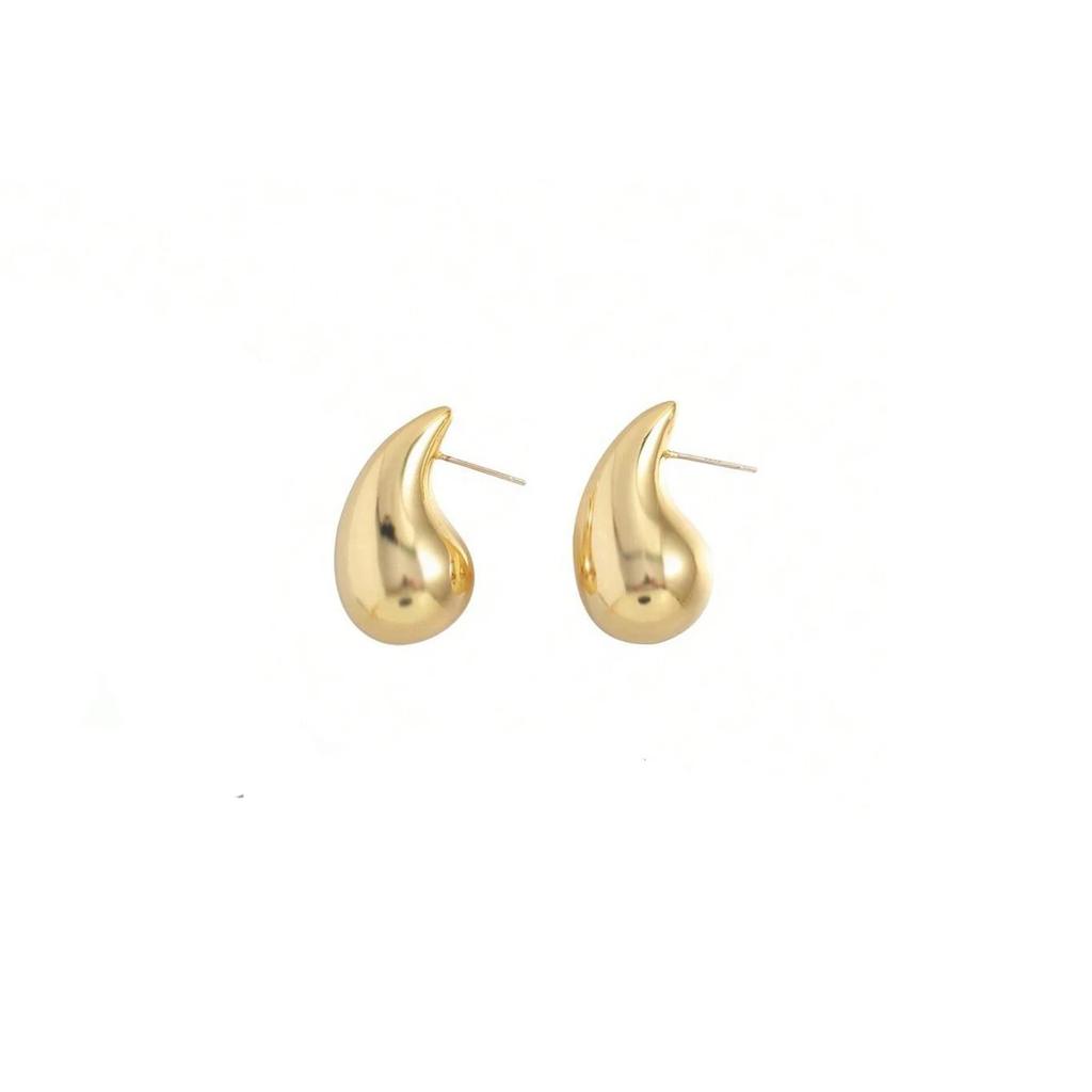 New Small Water Droplets CCB Gold Color Smooth Stud Earrings for Women Punk Geometry Zircon Accessories Girlfriend Gift