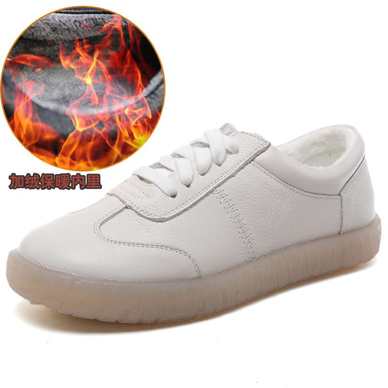 Loafers Ladies Genuine Leather Large Size Spring New Lace-up White Shoes Women Fashion Casual Soft Sole Flat Shoes Women