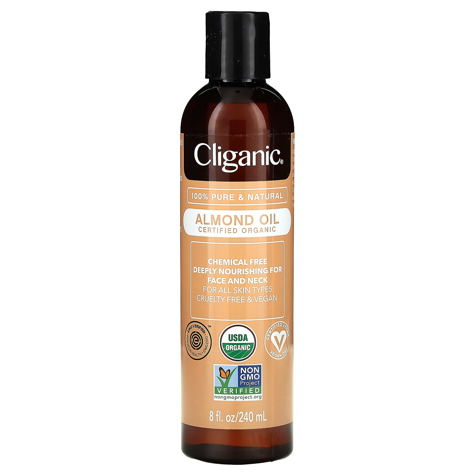 

Cliganic, Органическое миндальное масло, 8 жидких унций (240 мл)
