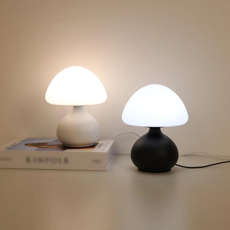 Modern Minimalist Mushroom Table Lamp Three Color Switching Infinite Dimming LED Atmosphere Lamp for Home Bedroom Bedside Decor