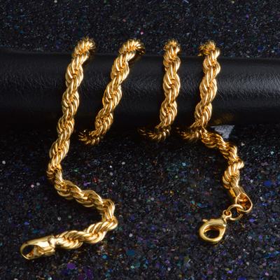 925 Silver 6mm Rope Chain Necklace Women Men Twisted Necklace Chain Gold