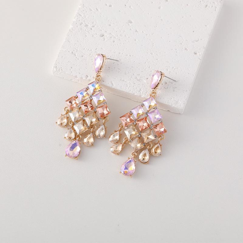 Korean 2024 New Fashion Popular Vintage Shine Rhinestones Earrings for Women Luxury Crystal Elegant Dangle Earings Jewelry Party