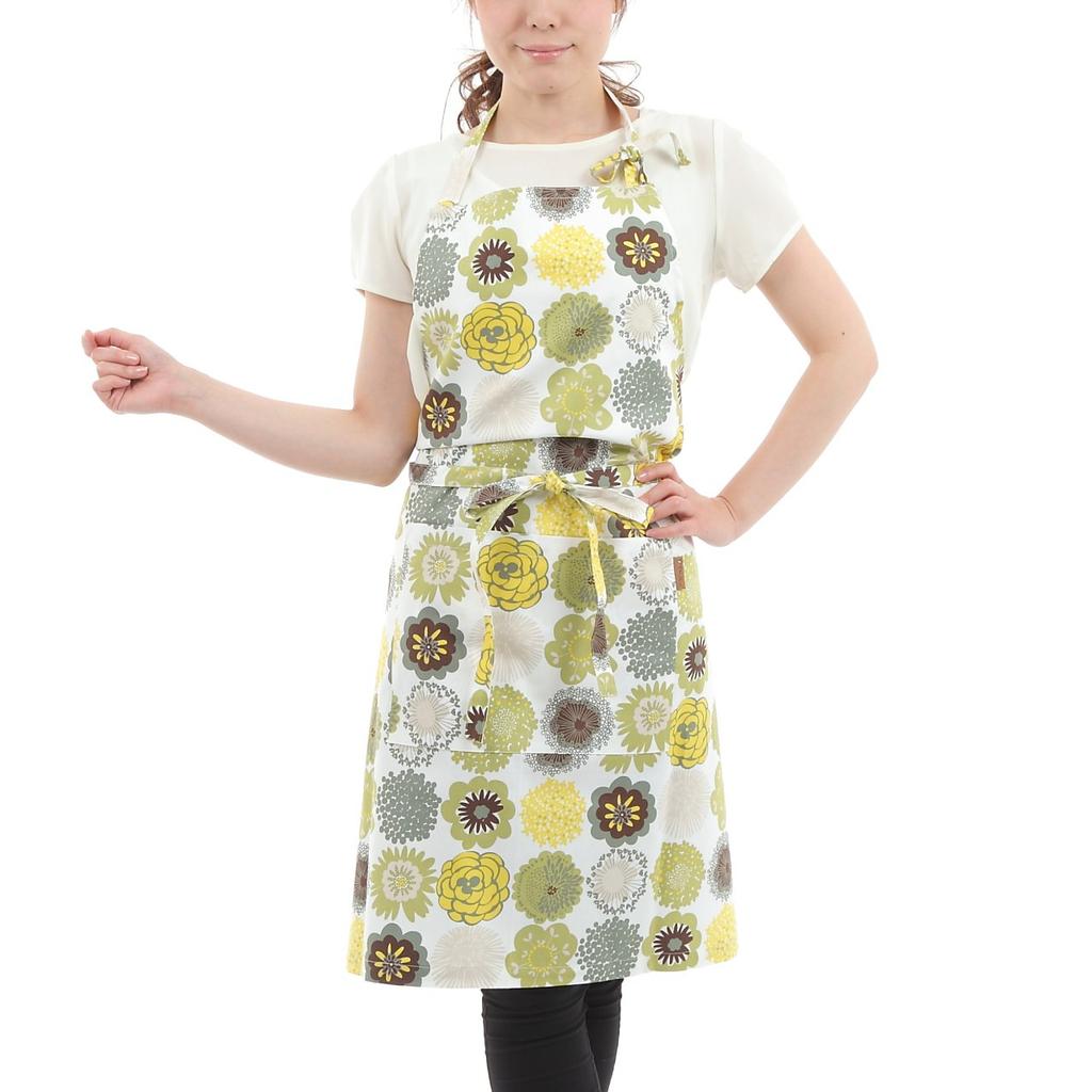 Vita Home Apron Simple Long Nordic Pico Green Cotton Made In Japan 100% Las_002_gr
