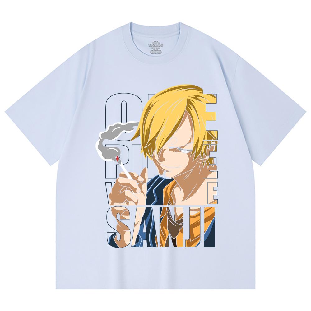 230 Gsm 100% Cotton One Piece V62 Sanji Print Unisex Heavy Cotton T Shirt