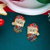 Santa Dangle Earrings for Christmas Outfits, Gold Tone Holiday Statement Pair with Bright Finish for Festive Gatherings