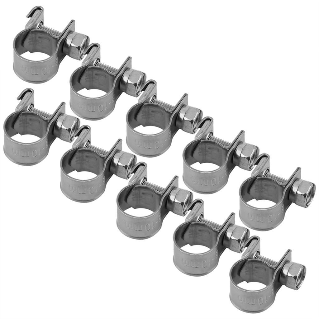 10pcs Stainless Steel   Fuel Line Pipe Hose Clamp Clip 6mm‑20mm Optional Size