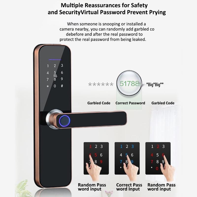 Waterproof Tuya WiFi Smart Door Lock for Bedroom, Apartment, and Rental House Entrances.
