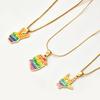 18k Gold-Plated Rainbow Heart Necklace – European & American Style Stainless Steel Clavicle Chain