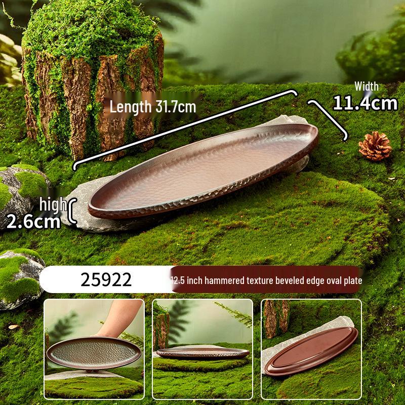 Melamine Plate for Gourmet Hot Pot, Barbecue & Shrimp: Mountain & Field Design