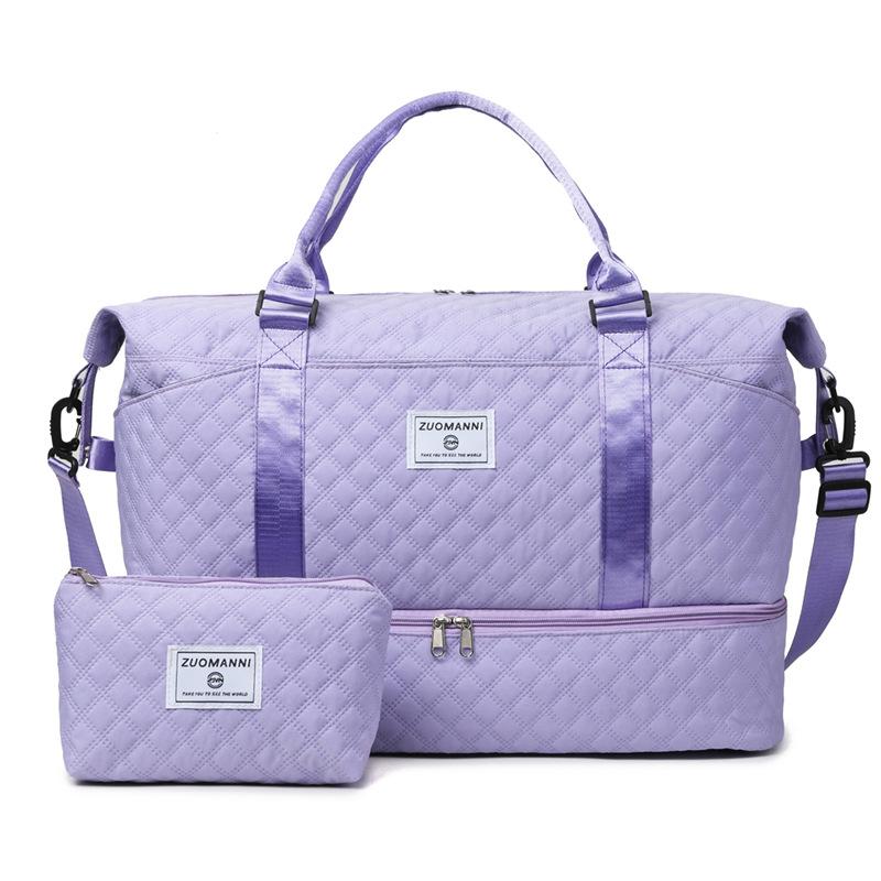 

Вместительный контейнер для обуви, многокарманная классификация, портативная дорожная сумка, отделение для сухих и влажных вещей, спортивная сумка для спортзала, можно использовать для ручки чемодана фиолетовый