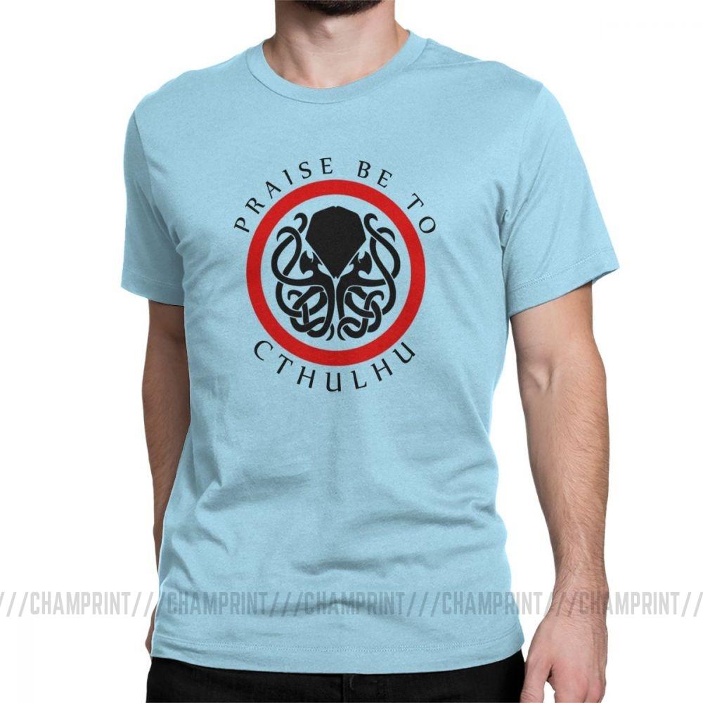 Praise Be To Cthulhu Cool T Shirts For Men Crewneck Cotton T Shirt Short Sleeve Tee