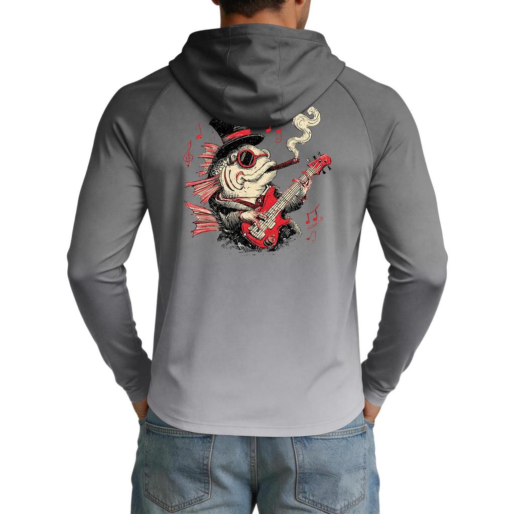 Men's UPF50+ Sun Protection Cooling Shirt Long Sleeve Hooded Outdoor Sports Fishing Stretch Lightweight Breathable Top