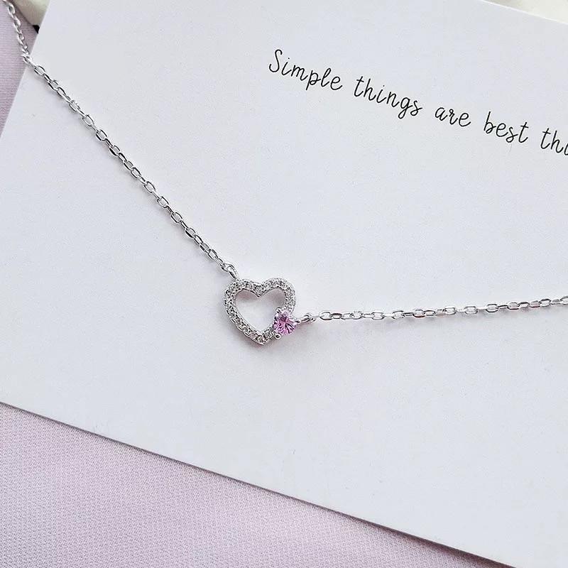 Beixi S925 Sterling Silver Heart Necklace - Cute Hollow Peach Pendant, Simple and Versatile Design.