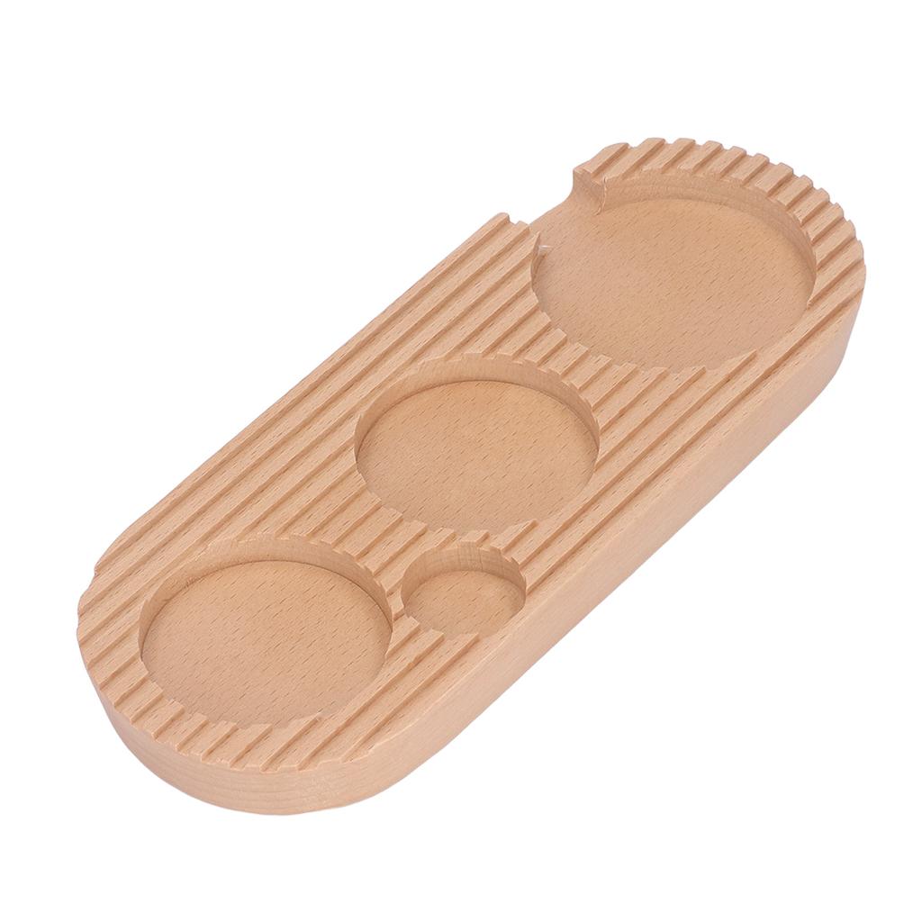 Coffee Tamper Holder Multifunction 4 Slots Wood Coffee Filter Tamper Stand for Coffee Making S: