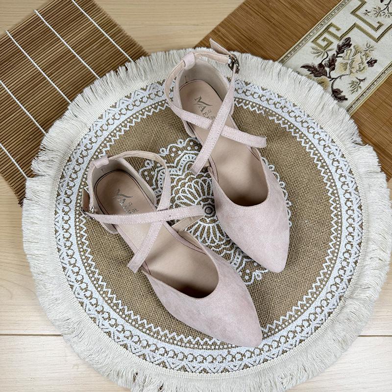 Modische Ballerinas für Damen 2025 Frühling und Herbst Neu Französische Spitzschuhe mit gekreuzten Riemchen Ballerinas Sandalen für Damen Übergröße Damenschuhe