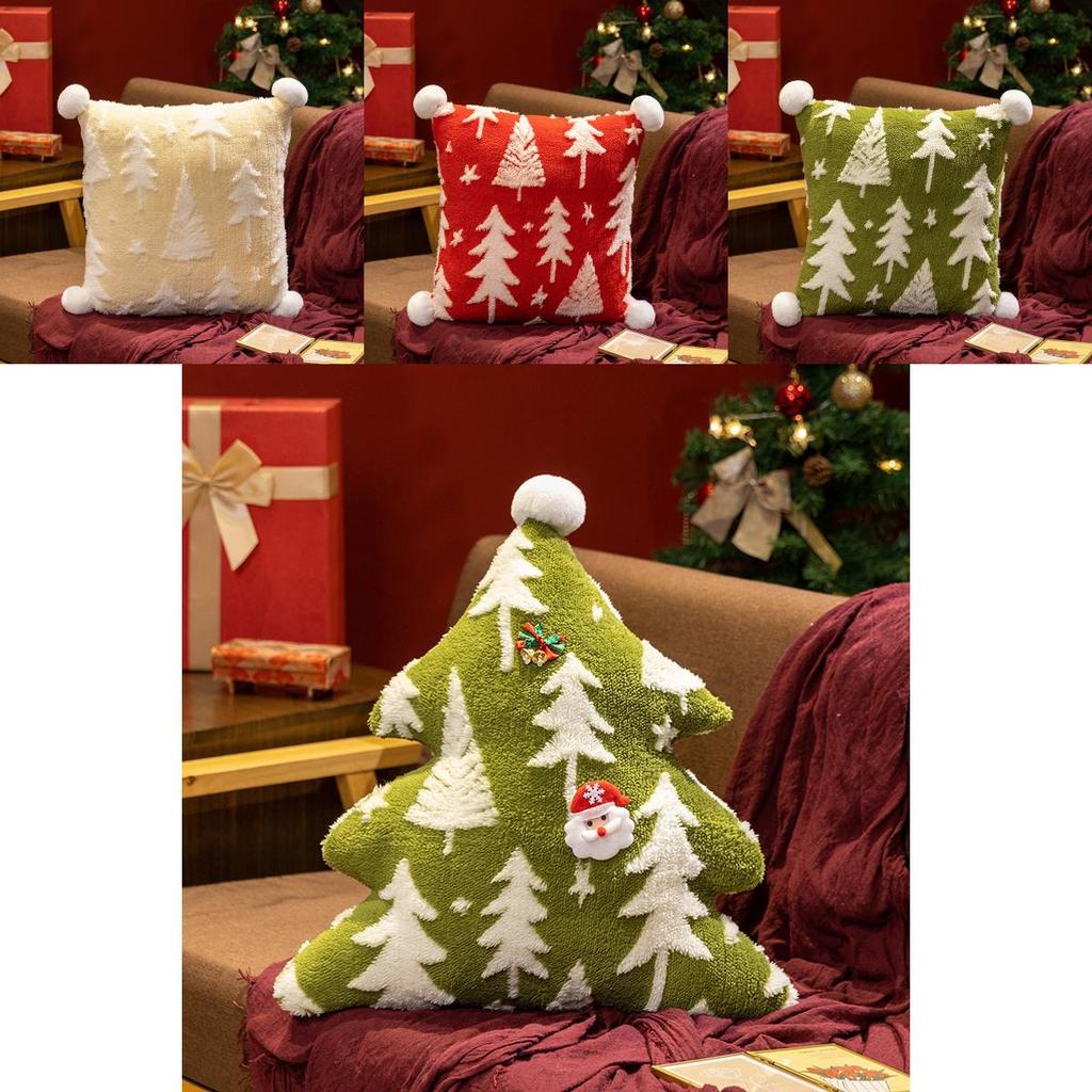 Christmas Tree Pattern Plush Pillows Cushions For Holiday Decor Gift Home Office