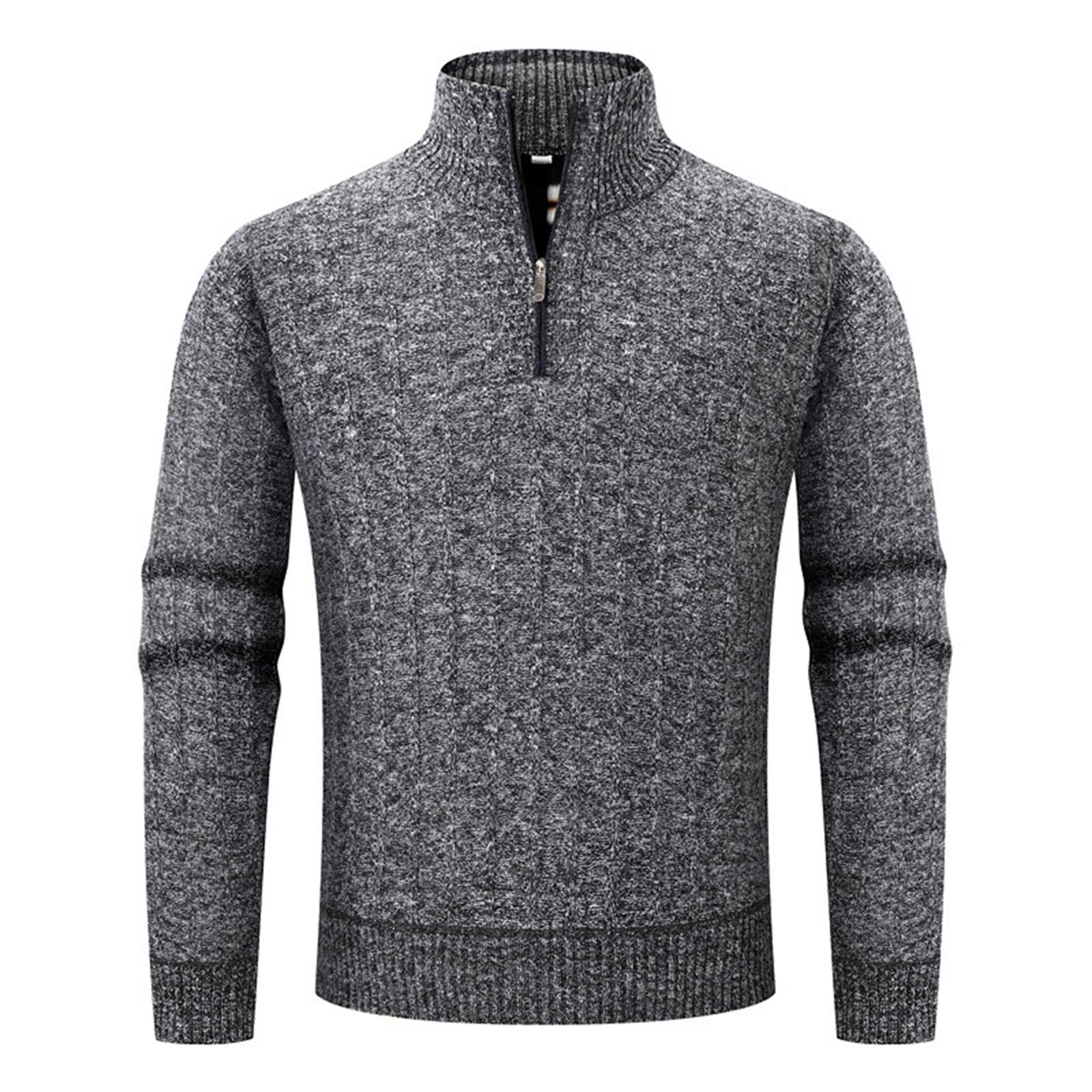 

Men s Plush Long Sleeve Pullover Half Zip Knit Sweater Men s Warm Sweater XL