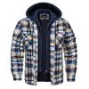 Plaid Flannel Shirt Jacket Men‘s Quilted Lined Coats with Removable Hood Winter Thick Hoodie Outerwear Heavy Shirts