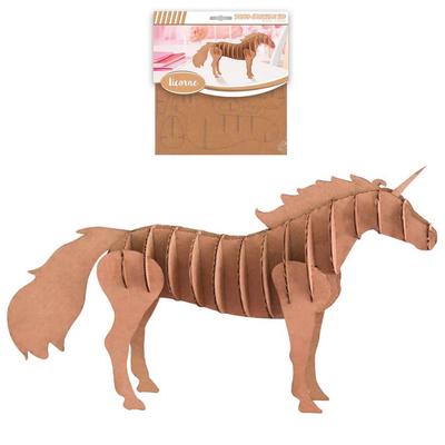 [Q4563] - 3D-Kartonfigur 'Einhorn' - Bretter 16,5x17,5cm 5cm