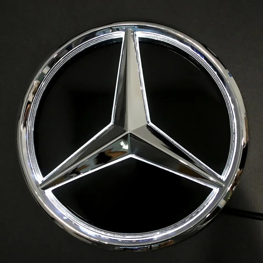 LED Spiegel Schwarz Rand Silber Rand Neuestes 3D Frontgrill Stern Logo Für Mercedes Benz GLC X253 GLE W167 GLS X167 V W447 Emblem